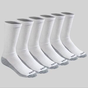 Dickies 6Pk Dri-Tech Crew Performance Work Socks  WHT Shoe Size 6-12 NWT IN PKG